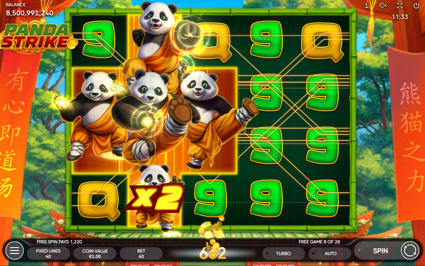 Play Panda Strike slot by top casino game developer!
